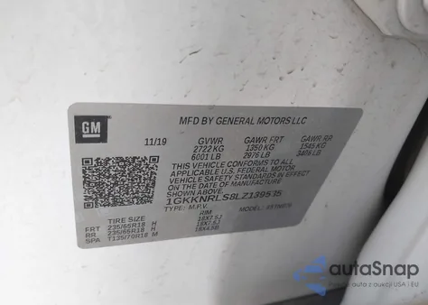 2020 GMC Acadia Fwd Sle z USA, uszkodzony, nr VIN 1GKKNRLS8LZ139535